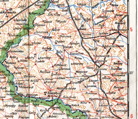 Fragment mapy 1:750.000 z ok. 1915 roku